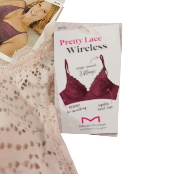 Maidenform Comfort Crush Pretty Lace Wireless Pink Bra – Small/Medium NWT - Picture 5 of 16